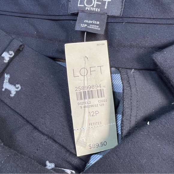 Ann Taylor LOFT Marisa Black Dachsund Straight Leg Dress Pants Sz 12P NWT - Picture 4 of 13